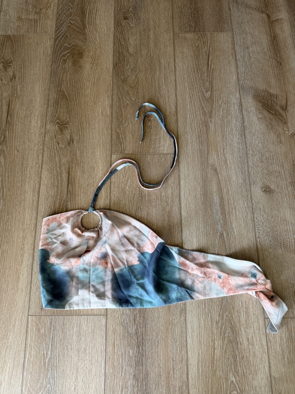 12th Tribe Tie-Dye Halter Top in Peach, Blue, and Cream